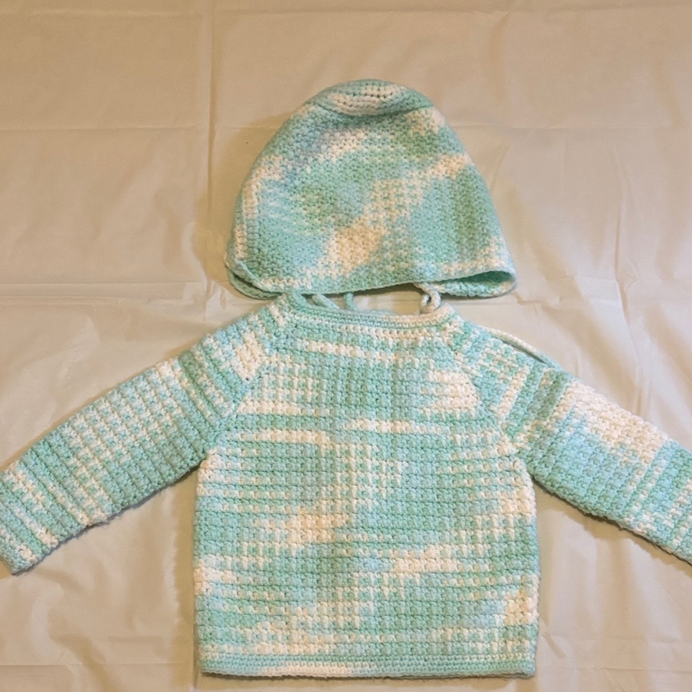 Handmade Baby Crochet Sweater and Bonnet - Picture 5 of 6